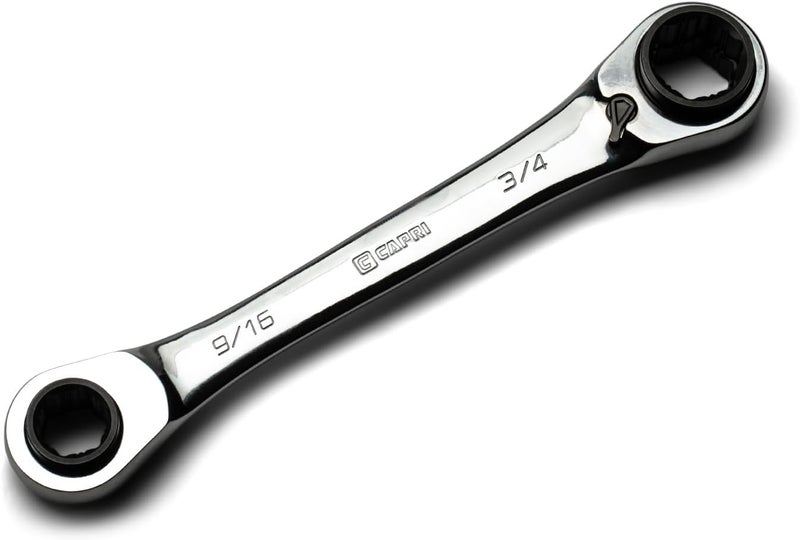 Capri Tools 4-in-1 120-Tooth Box End Reversible Ratcheting Wrench, 9/16, 5/8, 11/16, 3/4 in., SAE - Image 1